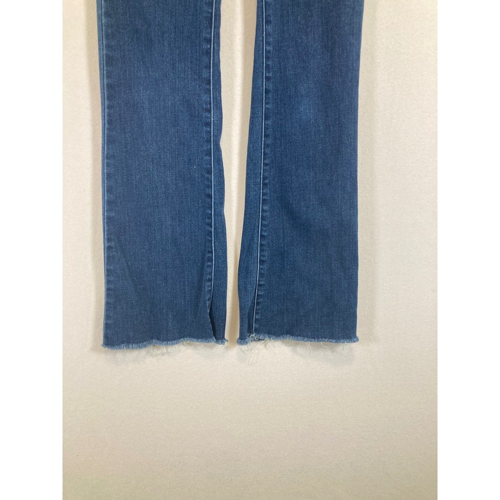 Boho Chic BCBGMAXAZRIA Womens 25 Blue High Rise Raw Hem Flare Jeans RMH2232107 - Picture 10 of 12